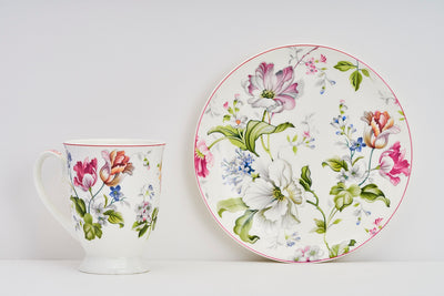 Floral Bloom Sip & Serve Set - 2 mugs & 2 plates