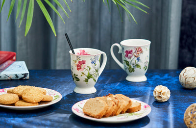 Floral Bloom Sip & Serve Set - 2 mugs & 2 plates