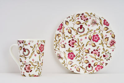 Pink & Floral Blossom Sip & Serve Set - 2 mugs & 2 plates