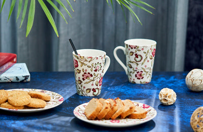 Pink & Floral Blossom Sip & Serve Set - 2 mugs & 2 plates