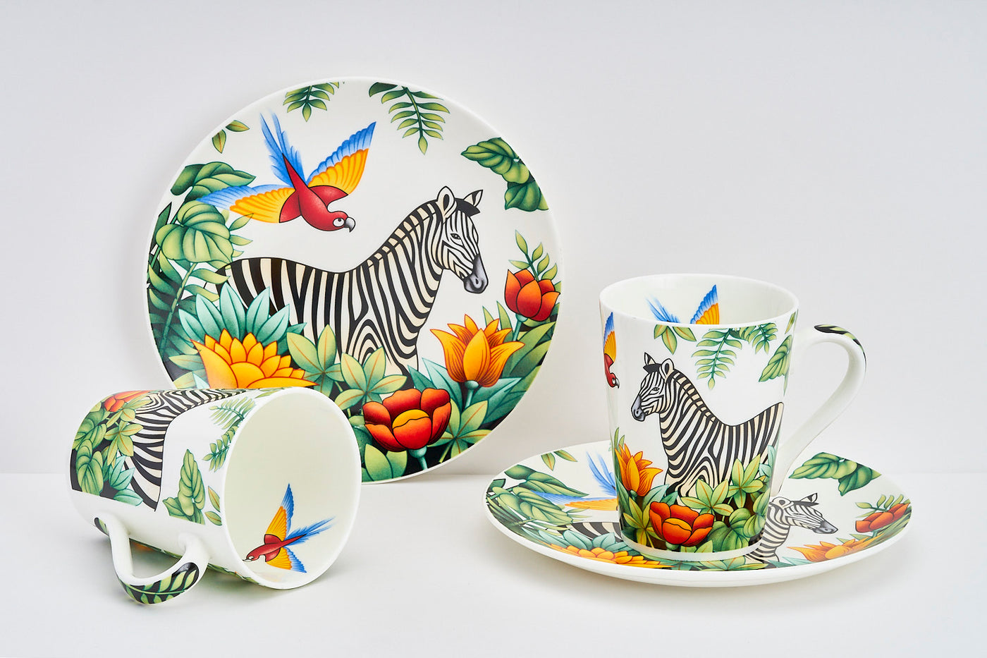 Zebra Harmony Sip & Serve Set - 2 mugs & 2 plates