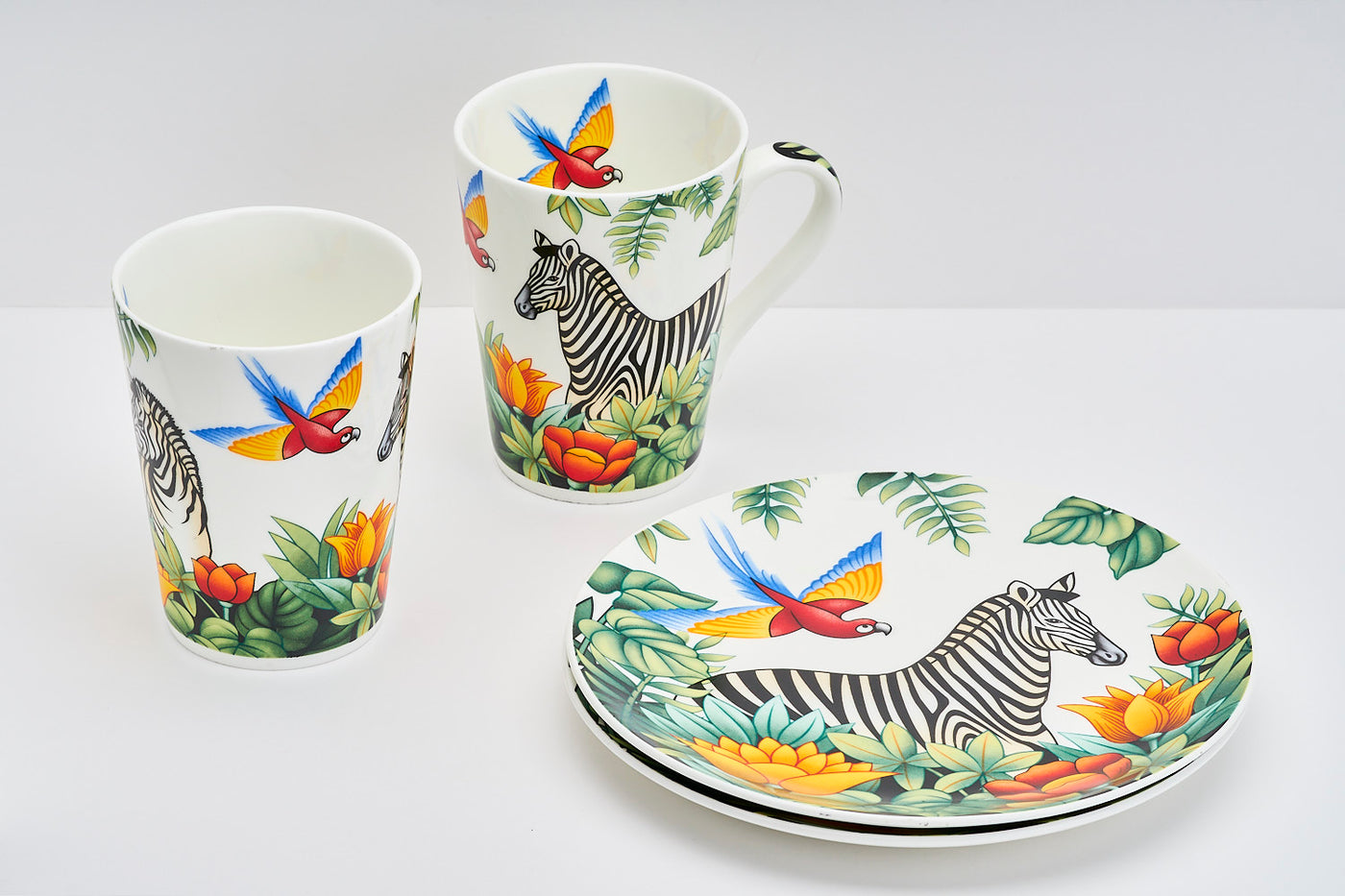 Zebra Harmony Sip & Serve Set - 2 mugs & 2 plates