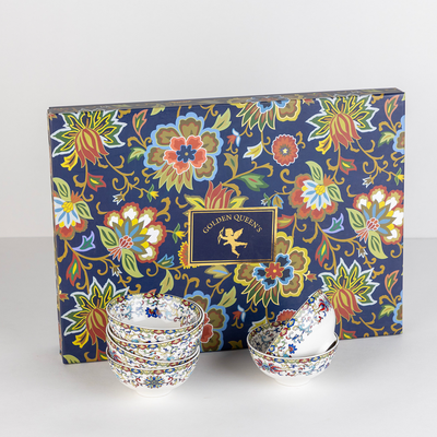 Himalayan Flora mini porcelain bowls for dessert - Set of 6 Pieces, 3.5 inch Wide
