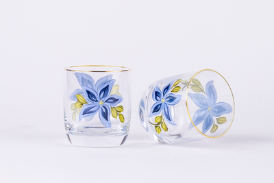 Oceanic Bloom & Gold Rimmed Tumblers – Set of 6