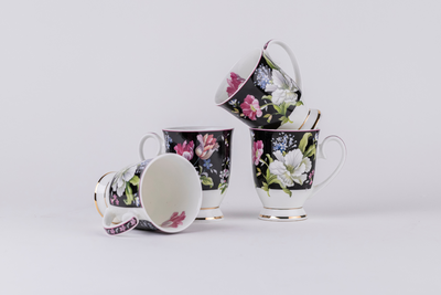 Midnight Garden Splendor footed mug – Set of 4