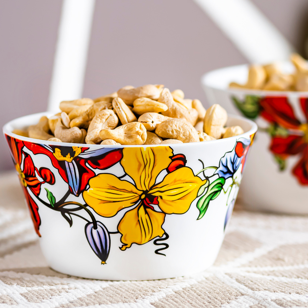 Vivid Blooms snack bowls - Set of 2 (5 inch wide, 350ML capacity)