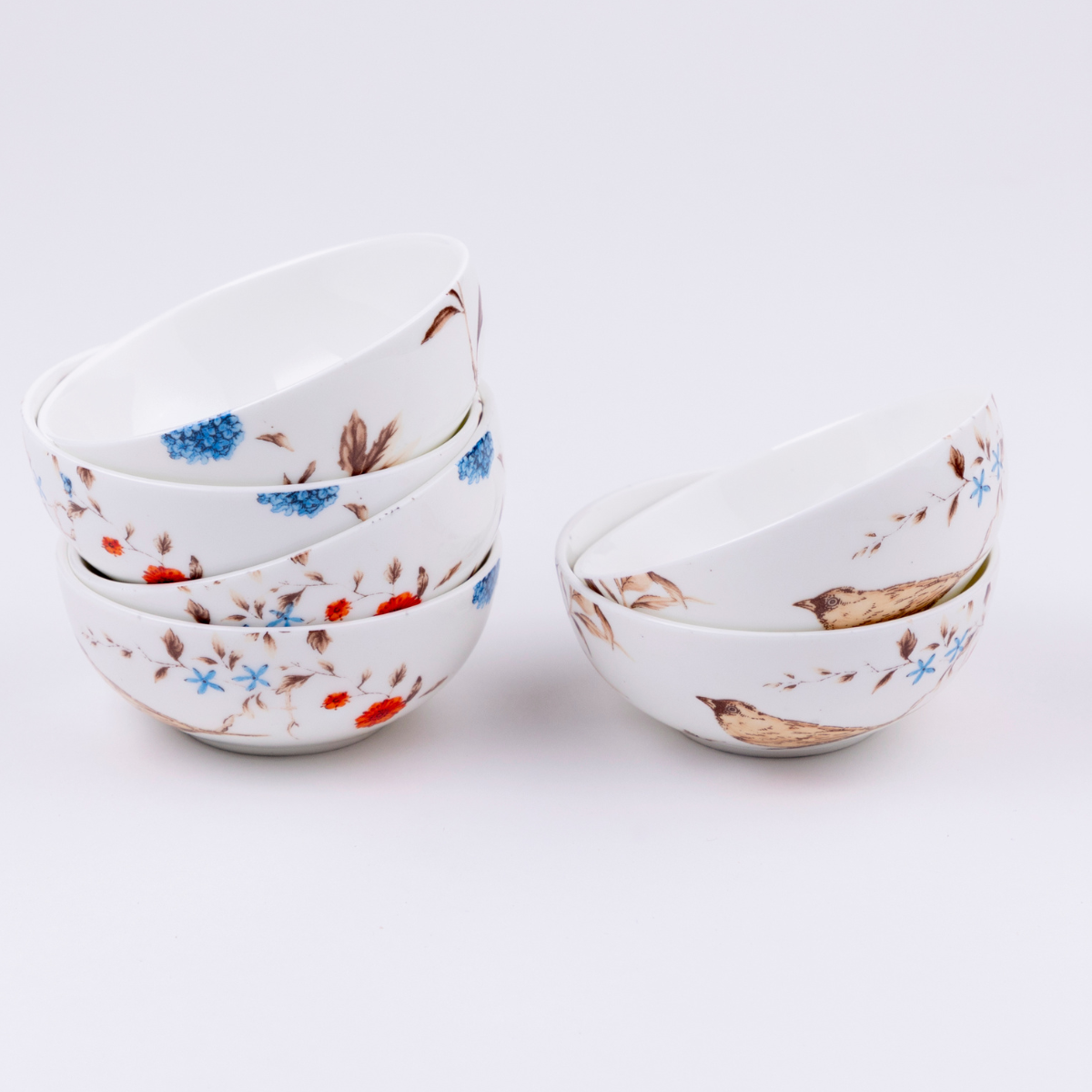 Birdsong small bowls - Set of 6 Pieces, 4 inch Wide