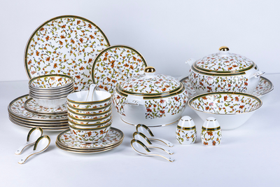 Chinar Bloom Luxury Dinner Set – 18 & 38 Piece, Ceramic Floral Crockery, Serving 6