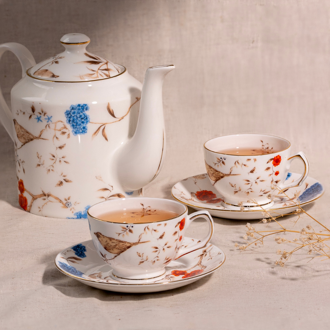 Birdsong and Blooming Blossom 13 piece Tea Set