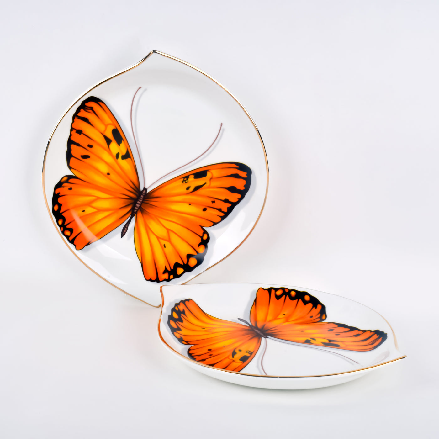 Golden Yellow Monarch Butterfly Platter (7 inch wide) - Set of 2