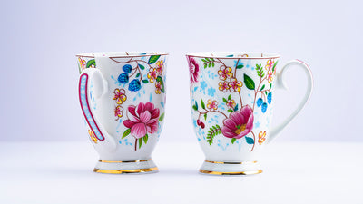 Delicate Blossoms footed mug – Set of 2