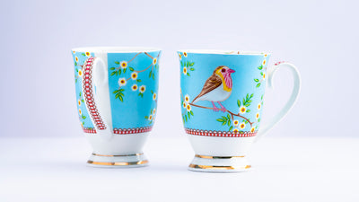 Lil Birdie footed mug (Blue) – Set of 2