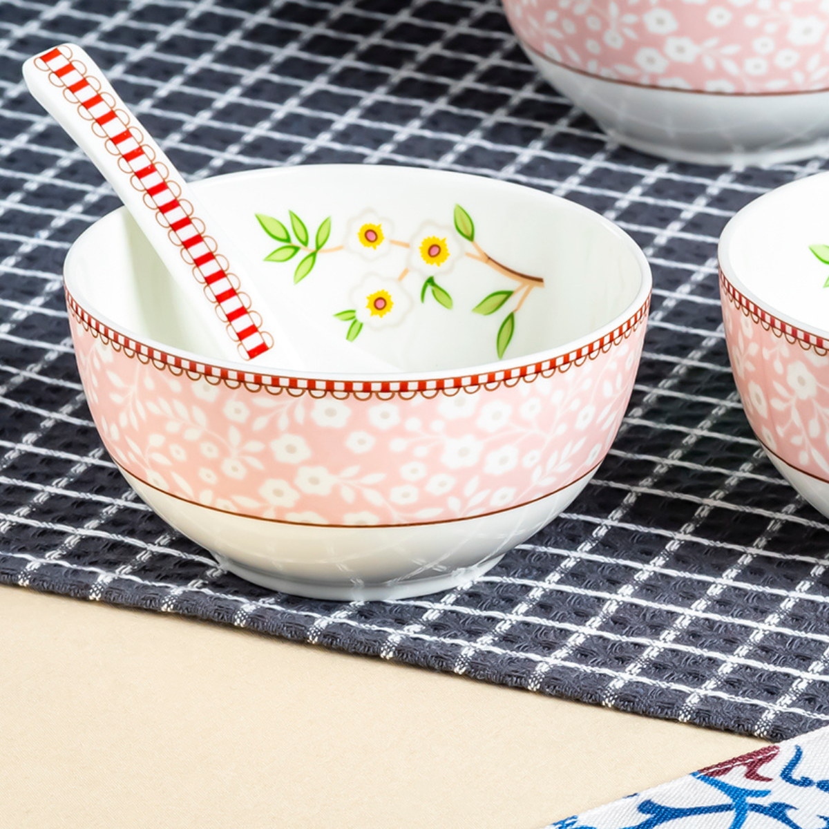 Little birdie soup set (Pink) - Set of 6 bowls & 6 spoons
