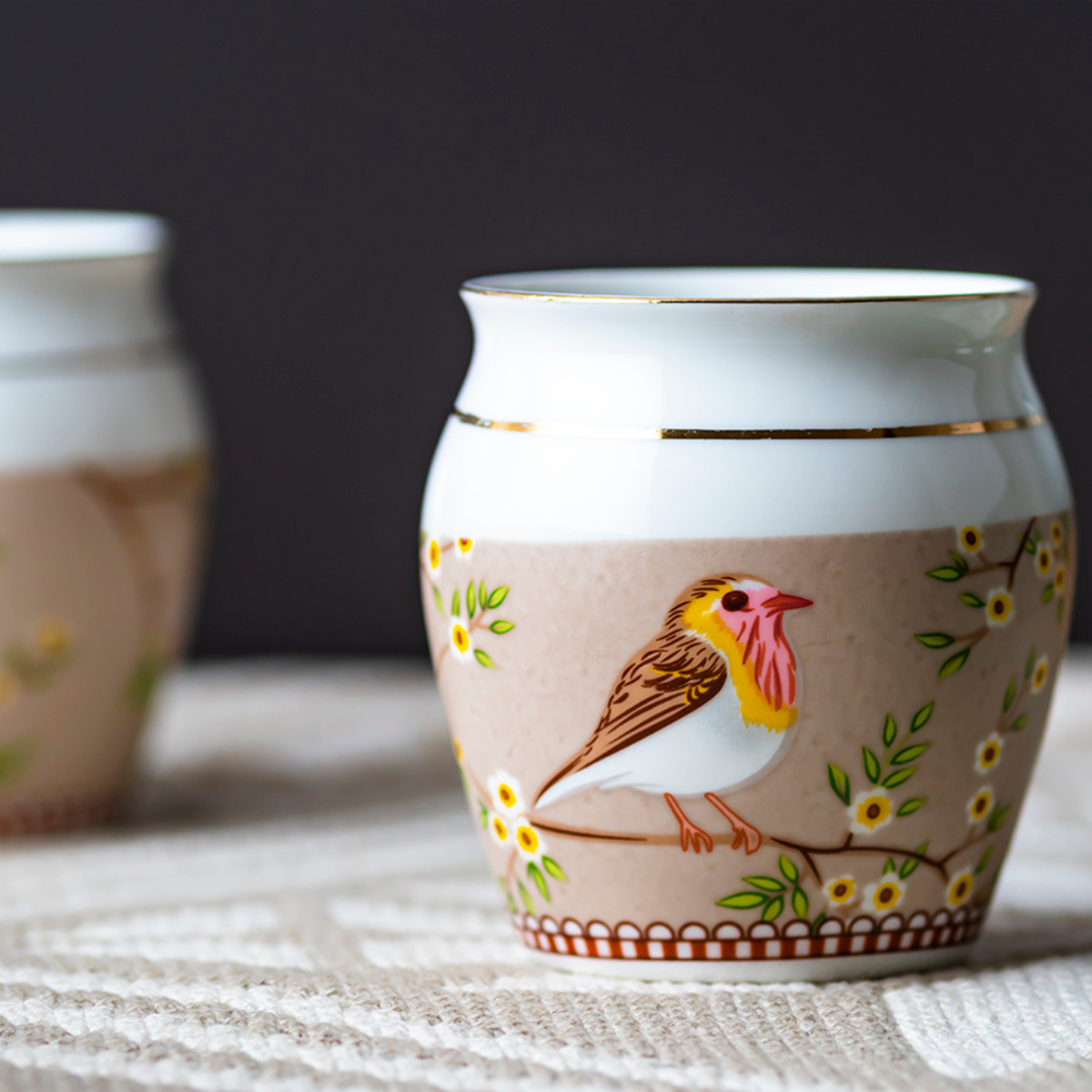 Birdie in Brown - Set of 6 Kulhad Tea Cups, 200ml