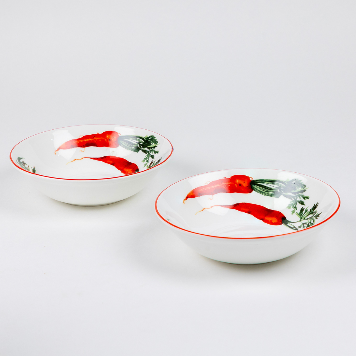 Red Carrot Snack Bowls - Set of 2 (7 inch wide, 450ML capacity)