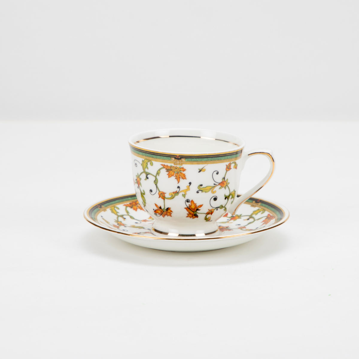 Chinar Bloom Tea Set | Cup, Saucer & Kettle | Handcrafted Elegance (15 pieces)
