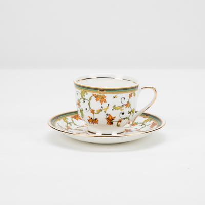 Chinar Bloom Tea Set | Cup, Saucer & Kettle | Handcrafted Elegance (15 pieces)