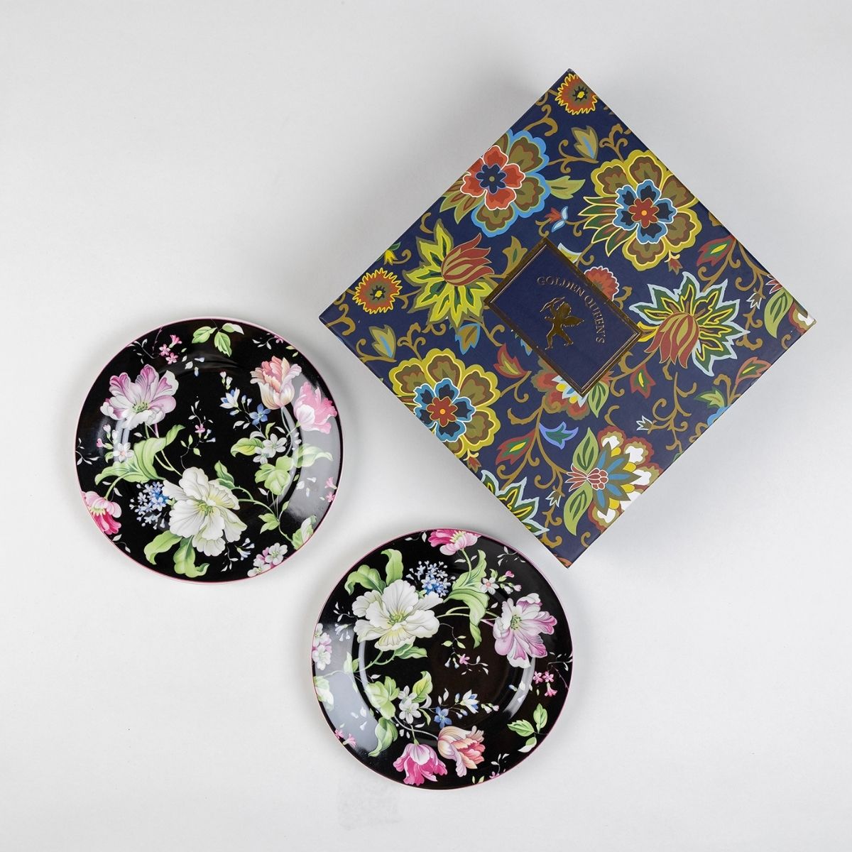 Garden Splednor (Black) snack plates - Set of 4 (7 inch each)