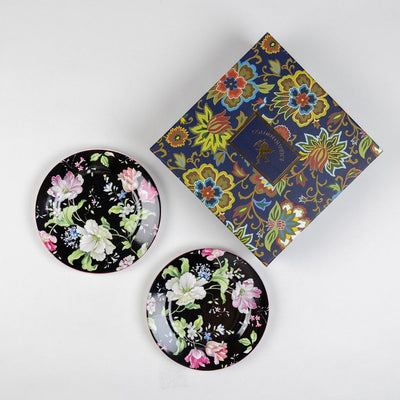Garden Splednor (Black) snack plates - Set of 4 (7 inch each)