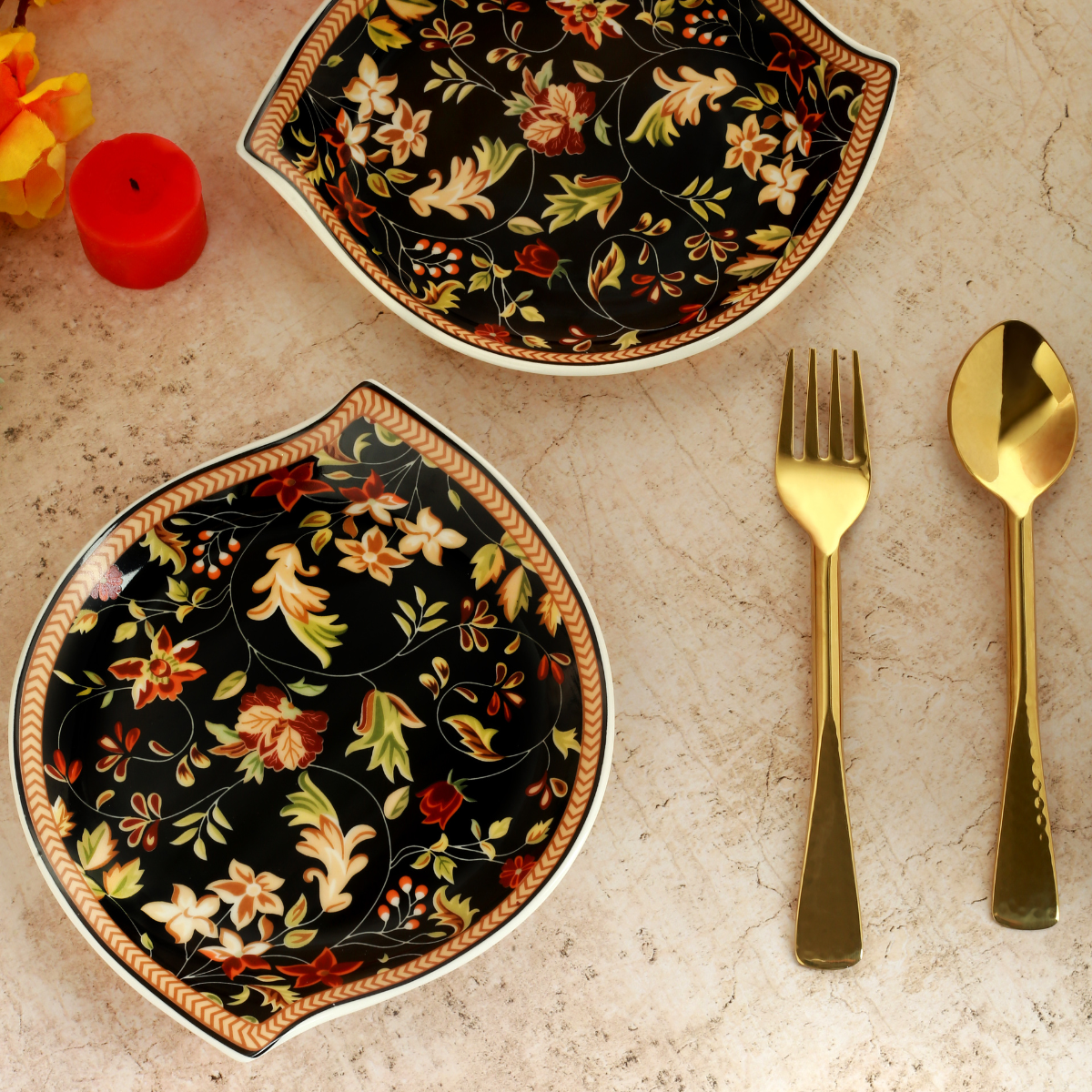 Enchanted Night Garden Leaf Platter (7 inch wide) - Set of 2