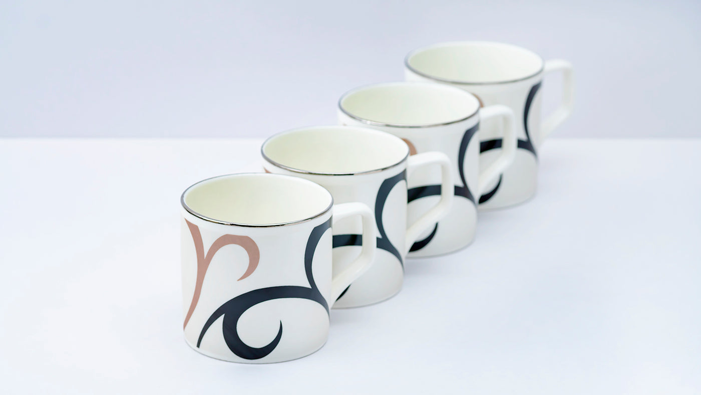 Platinum Black & Brown Tea/ Coffee Cups - Set of 6, 200 ml