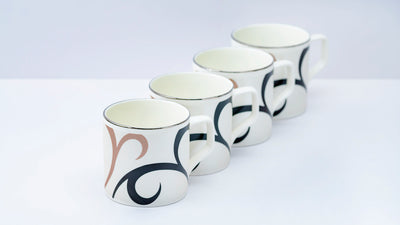 Platinum Black & Brown Tea/ Coffee Cups - Set of 6, 200 ml