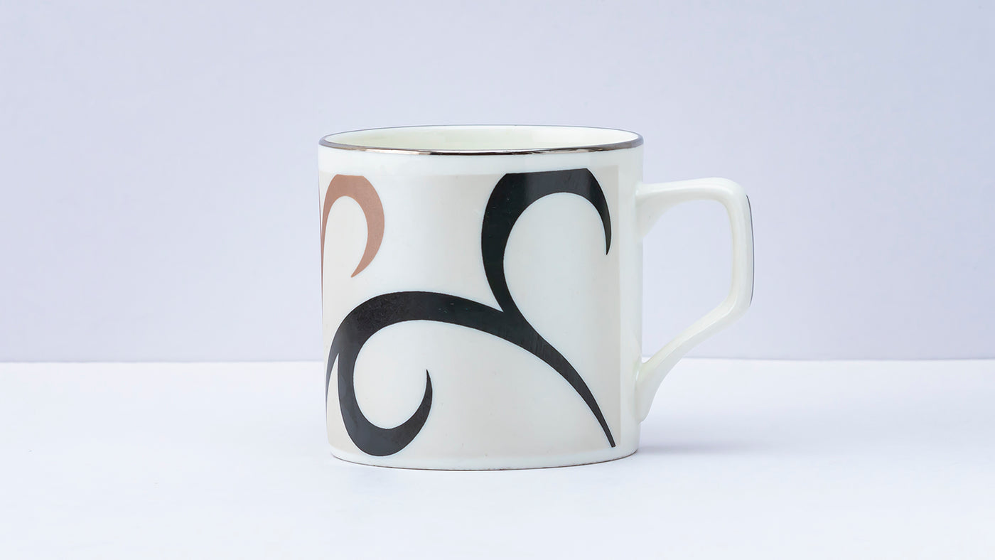 Platinum Black & Brown Tea/ Coffee Cups - Set of 6, 200 ml