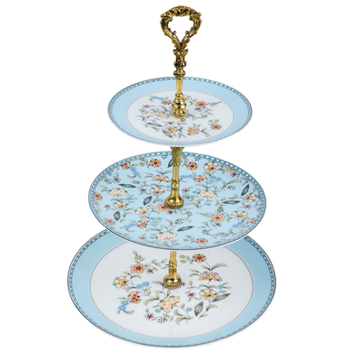 Blue Botanicals Three Tier Dessert Stand