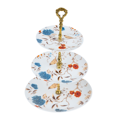 Birdsong and Blooming Blossom Three Tier Dessert Stand
