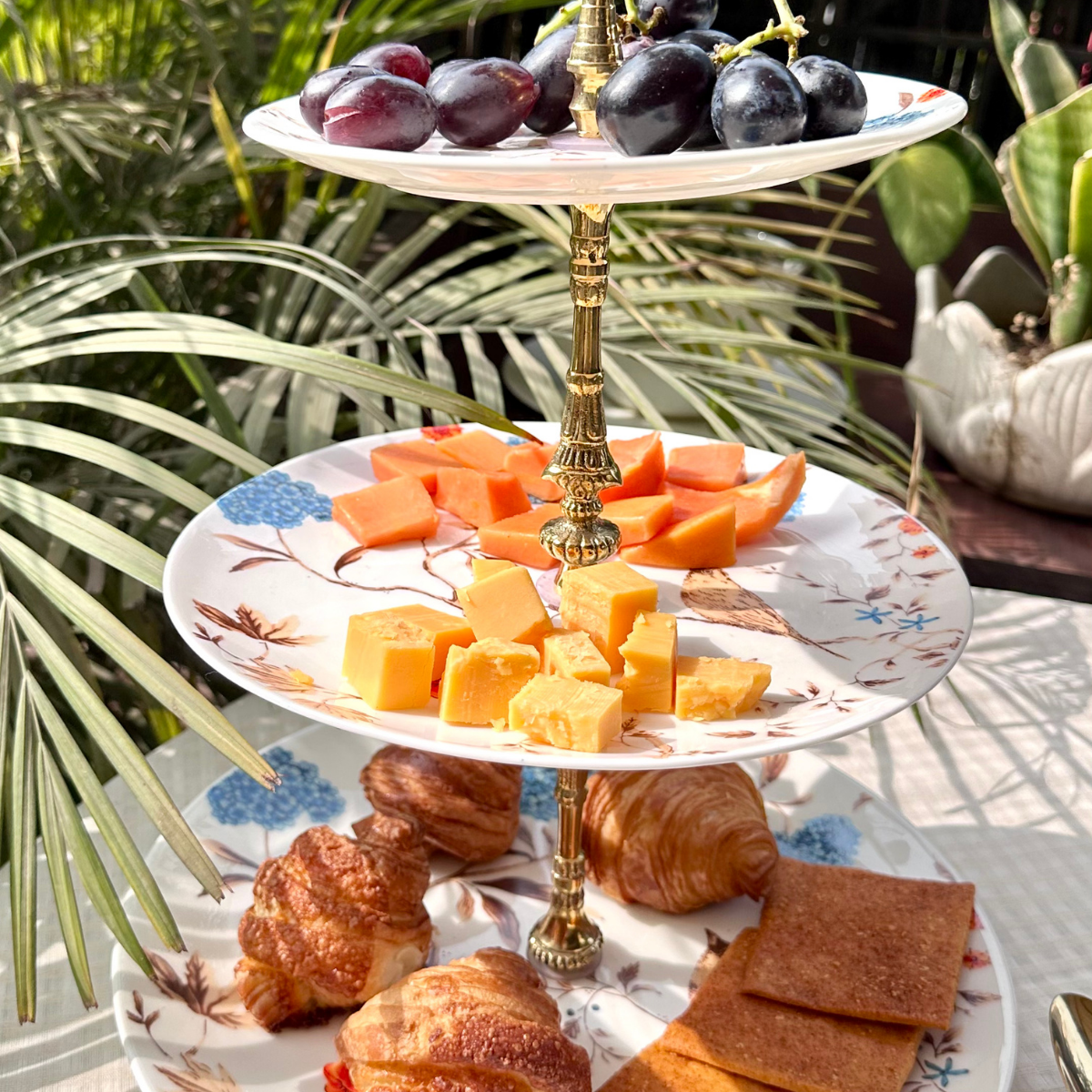 Birdsong and Blooming Blossom Three Tier Dessert Stand
