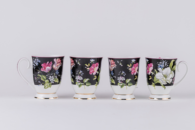 Midnight Garden Splendor footed mug – Set of 4