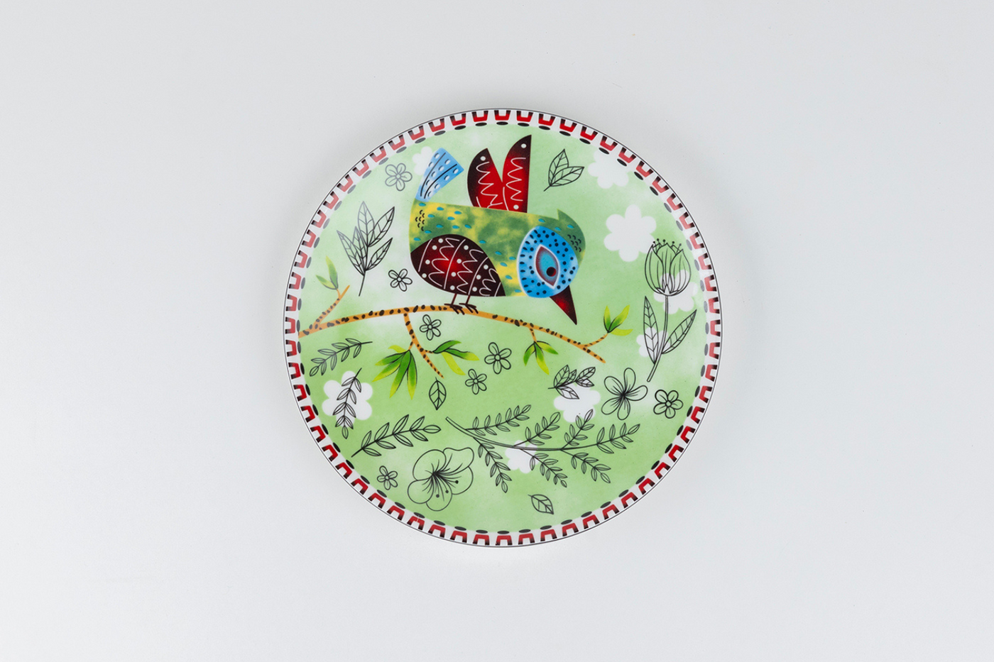 Heritage Birds & Leaves in Green Side Plates - Set of 4