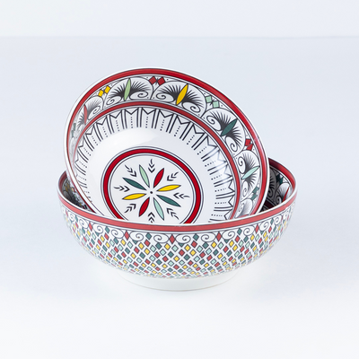 Red & Black Abstract serving bowls - Set of 2 Pieces, 800ML & 1000ML