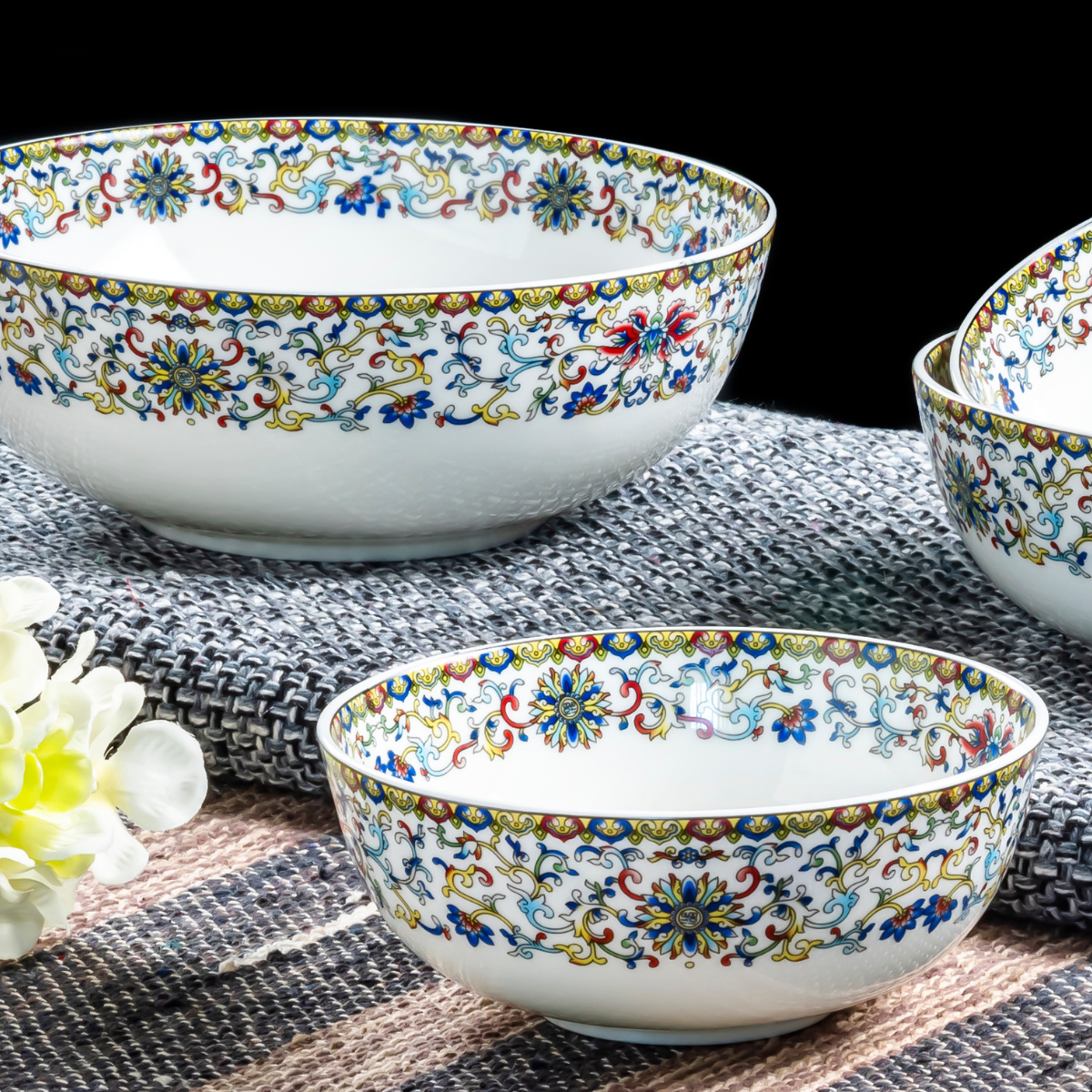 Himalayan Flora serving bowls (Brown) - Set of 2 Pieces, 700ML & 800ML