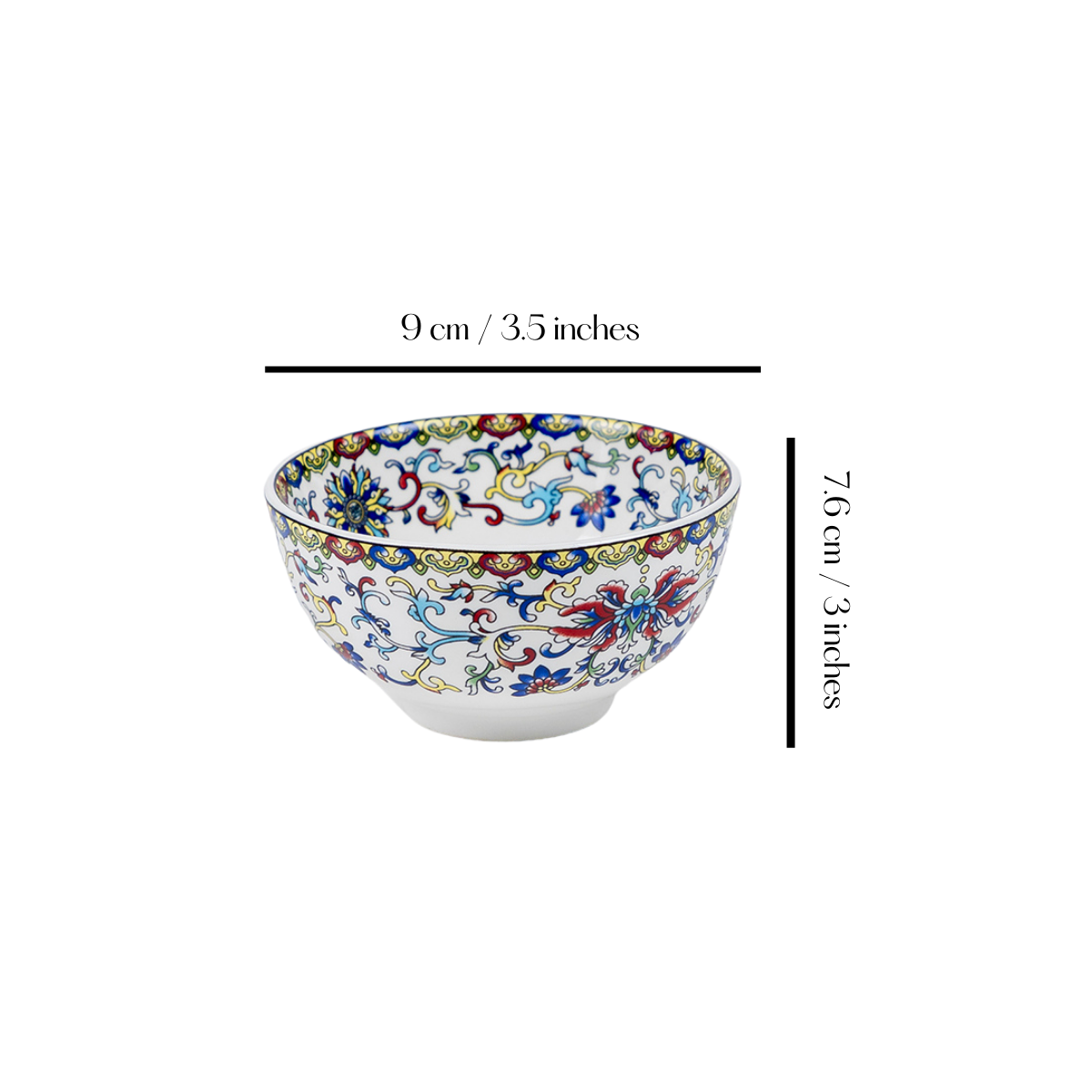 Himalayan Flora mini porcelain bowls for dessert - Set of 6 Pieces, 3.5 inch Wide
