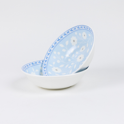 Blue & White Florals Snack Bowls - Set of 2 (7 inch wide, 450ML capacity)
