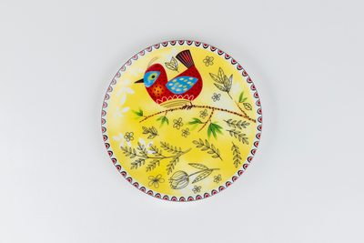 Heritage Birds & Leaves in Yellow Side Plates - Set of 4