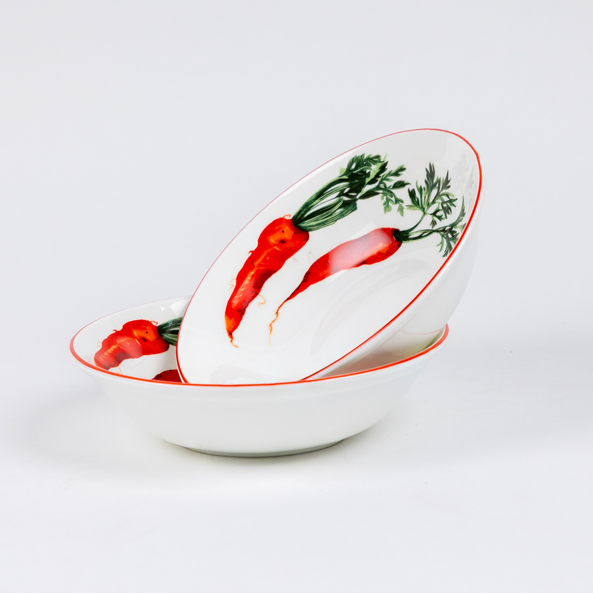 Red Carrot Snack Bowls - Set of 2 (7 inch wide, 450ML capacity)
