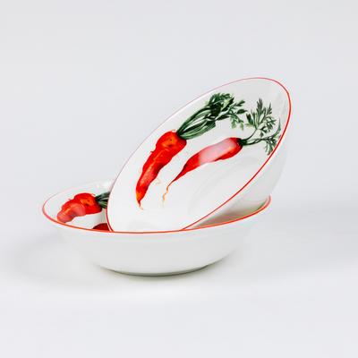 Red Carrot Snack Bowls - Set of 2 (7 inch wide, 450ML capacity)