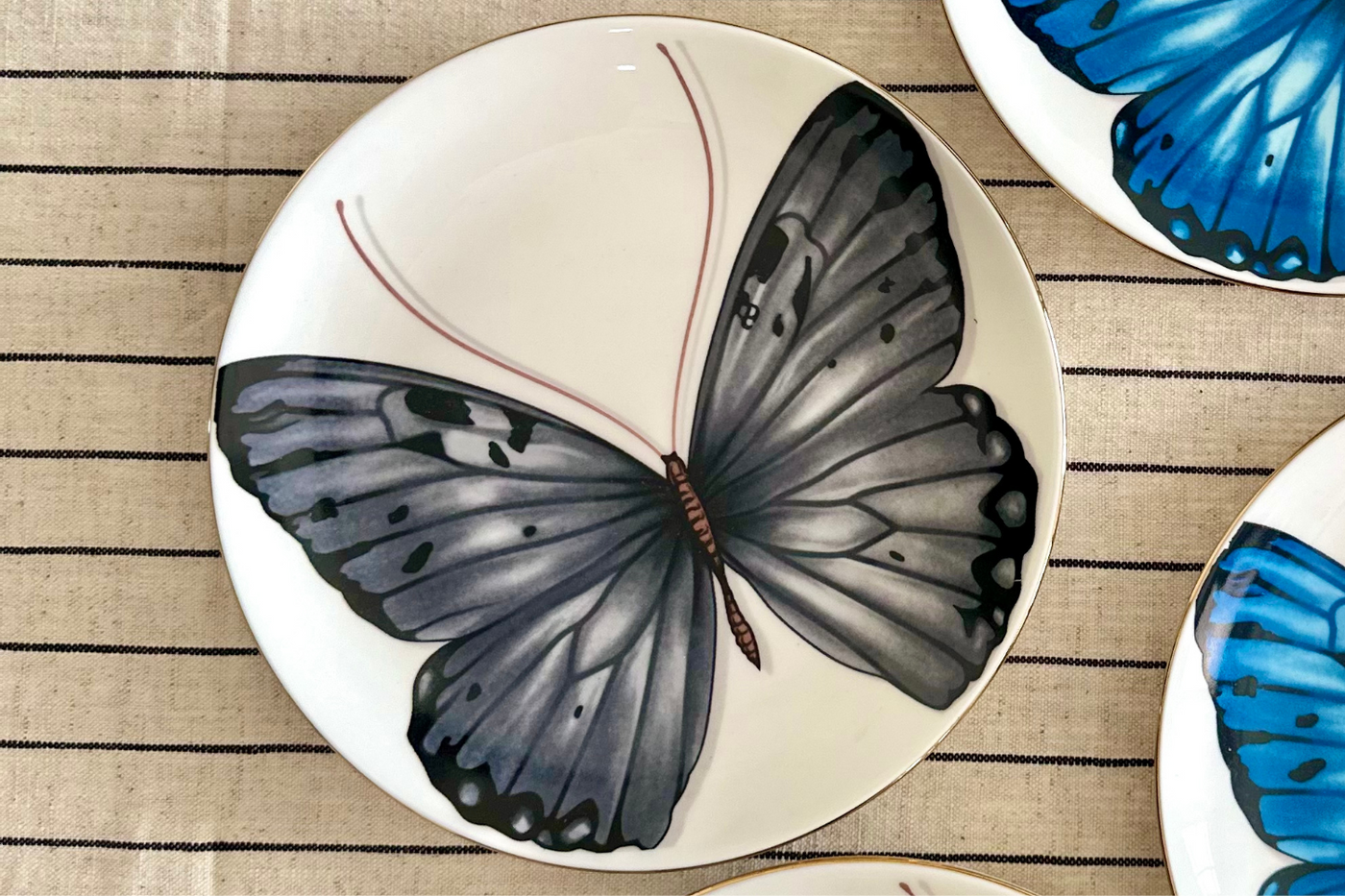 Grey Monarch Butterfly side plates - Set of 4