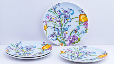 Blue Floral Songbird side plates - Set of 4