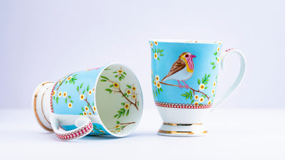 Lil Birdie footed mug (Blue) – Set of 2