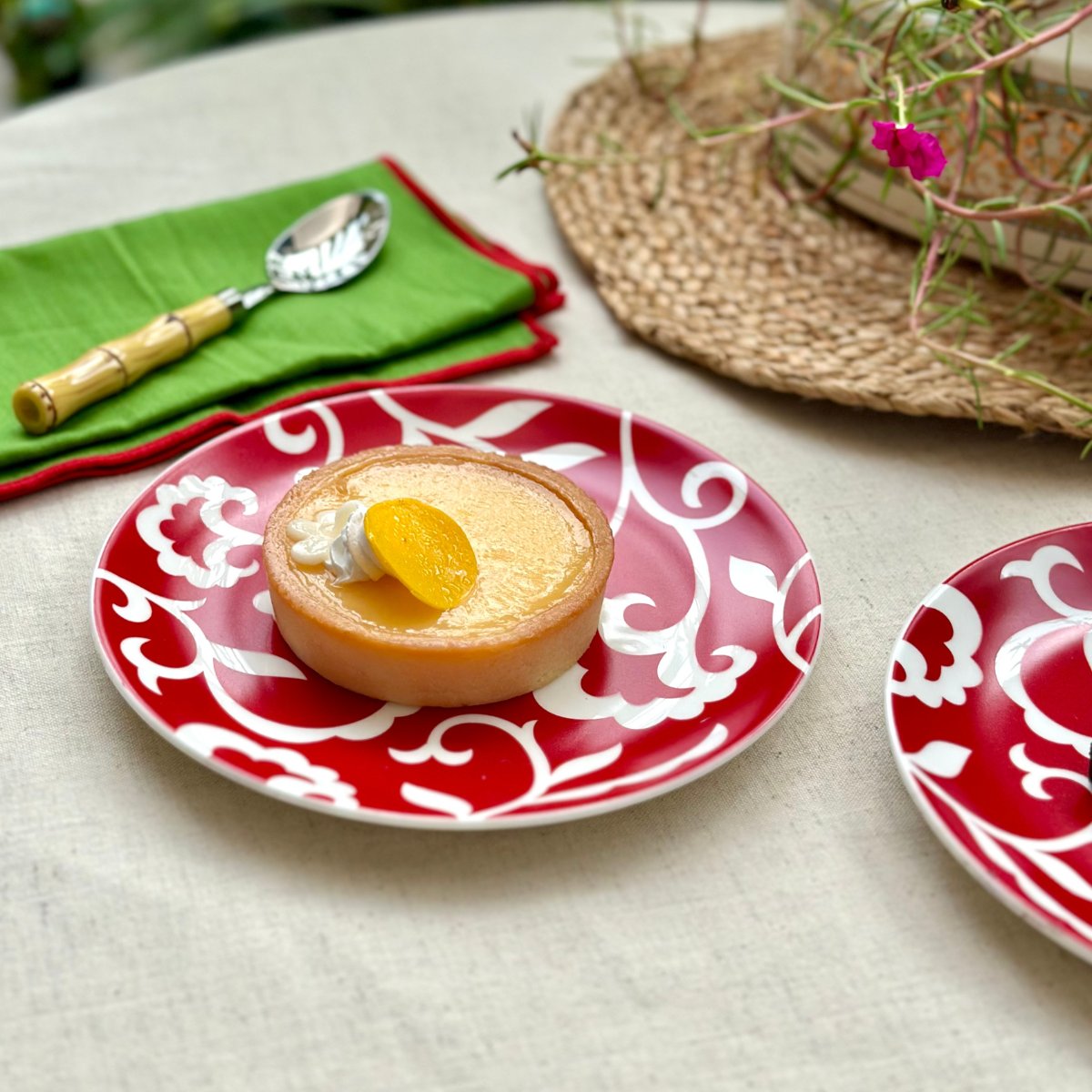 Red & White Florals snack plates - Set of 4 (7 inch each)