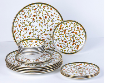 Chinar Bloom Luxury Dinner Set – 18 & 38 Piece, Ceramic Floral Crockery, Serving 6
