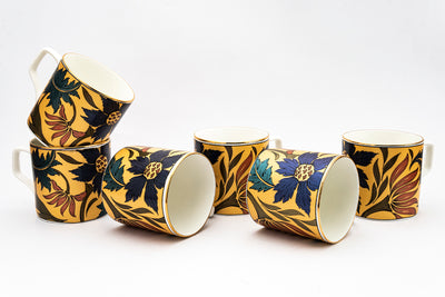 Metallic Yellow Tea/ Coffee Cups - Set of 6, 200 ml