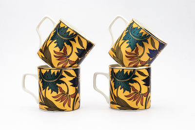 Metallic Yellow Tea/ Coffee Cups - Set of 6, 200 ml