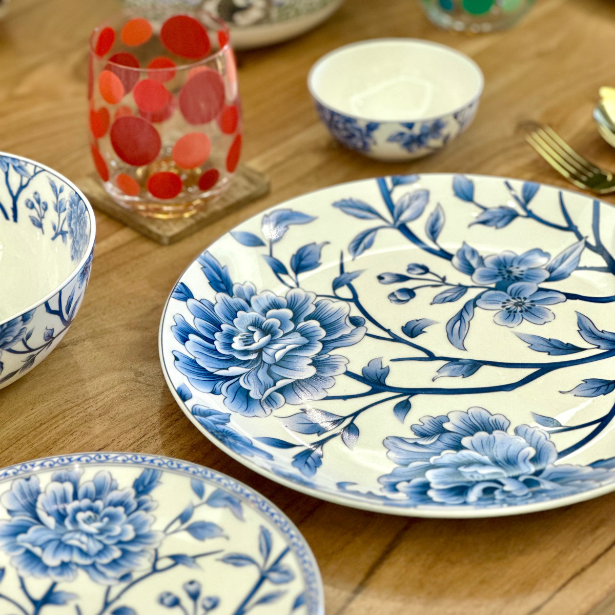 Sapphire Bloom Dinner Plates - Set of 2 (10.5 inch each)