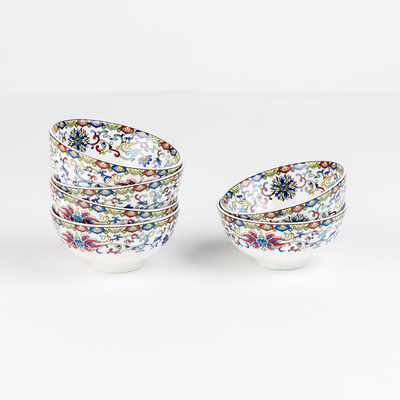Himalayan Flora mini porcelain bowls for dessert - Set of 6 Pieces, 3.5 inch Wide