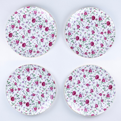 Button Rose Ceramic Dinner Set – 18 & 38 Piece, Elegant Rose Print, Serving 6