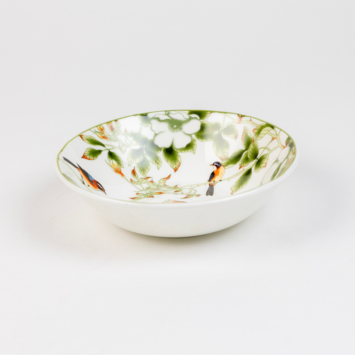 Birdie in Green Foliage Snack Bowls - Set of 2 (7 inch wide, 450ML capacity)